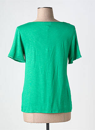 Tricou guler în v mâneci scurte verde LEO & UGO femeie