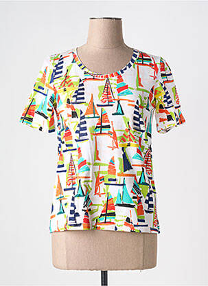 Tricou imprimeu fantezie mâneci scurte portocalie LEO & UGO femeie