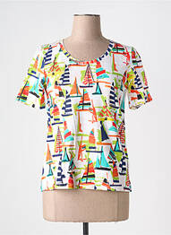 Tricou imprimeu fantezie mâneci scurte portocaliu LEO & UGO femme