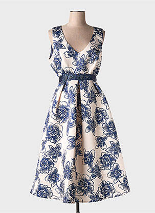 Rochie midi imprimeu floral fără mâneci albastru ELEONORA AMADEI femeie