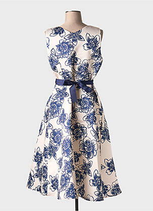 Rochie midi imprimeu floral fără mâneci albastru ELEONORA AMADEI femeie