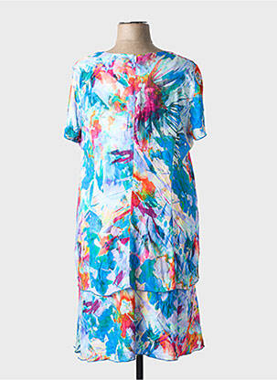 Rochie midi imprimeu floral mâneci scurte albastru GEVANA femeie