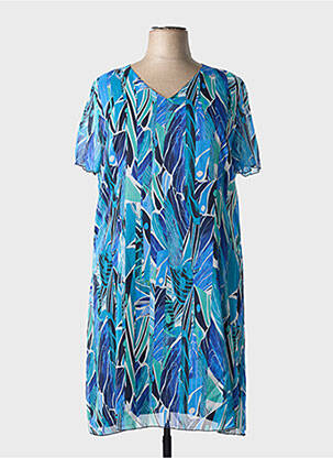 Rochie midi imprimeu floral mâneci scurte albastru GEVANA femeie