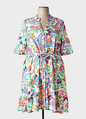 Rochie midi țesătură crep mâneci scurte verde LEO & UGO femeie