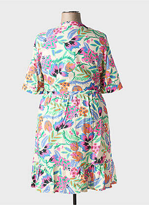 Rochie midi țesătură crep mâneci scurte verde LEO & UGO femeie