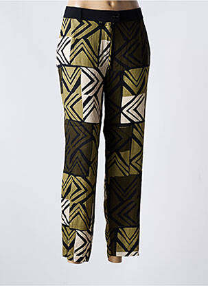 Pantalon drept țesătură crep talie înaltă verde PAZ TORRAS femeie
