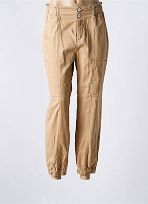 Pantalon 7/8 țesătură poplin mărime normală bej ONE STEP femeie