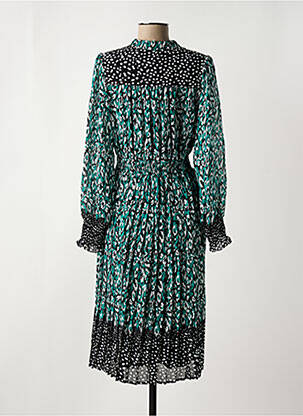 Rochie midi imprimeu fantezie mâneci lungi verde SUNCOO femeie