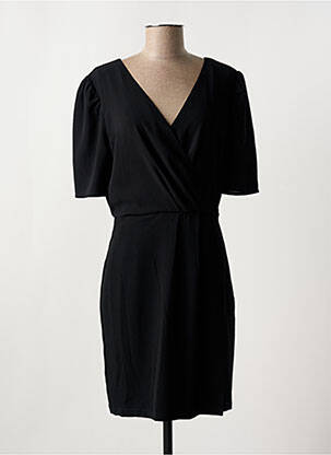 Rochie midi țesătură crep mâneci scurte negru IKKS femeie