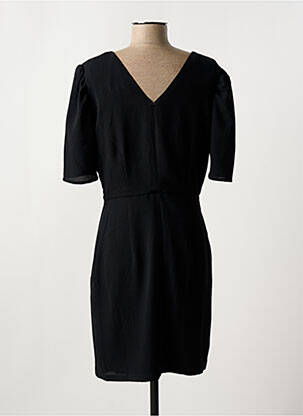 Rochie midi țesătură crep mâneci scurte negru IKKS femeie