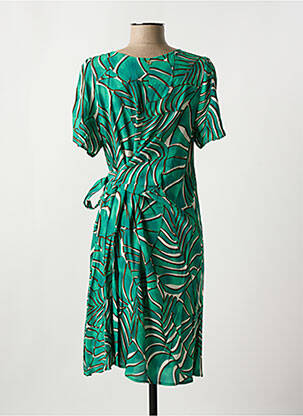 Rochie midi imprimeu fantezie mâneci scurte verde ONE STEP femeie