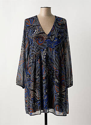 Rochie midi imprimeu fantezie mâneci lungi albastru LA FEE MARABOUTEE femeie