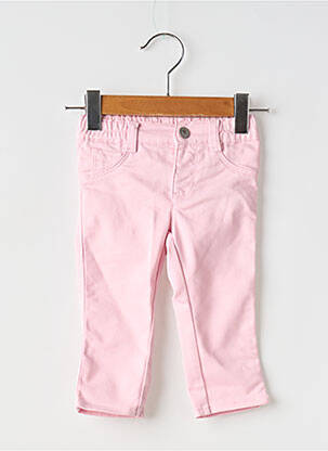 Pantalon slim țesătură poplin talie elastică roz UNITED COLORS OF BENETTON fată