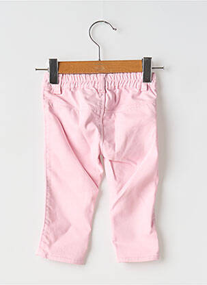 Pantalon slim țesătură poplin talie elastică roz UNITED COLORS OF BENETTON fată
