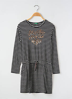 Rochie midi guler rotund mâneci lungi negru UNITED COLORS OF BENETTON fată