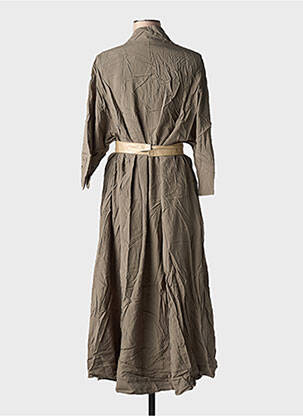 Rochie lungă țesătură poplin mâneci lungi verde MOLLY BRACKEN femeie