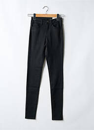 Pantalon slim țesătură poplin talie înaltă negru VILA femme