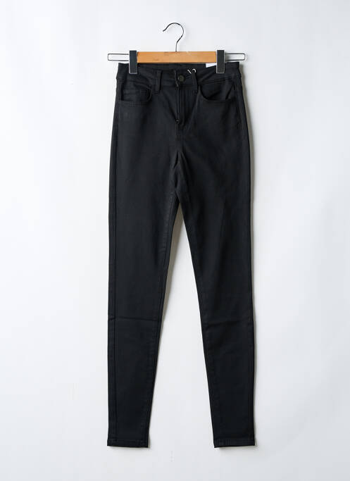 Pantalon slim țesătură poplin talie înaltă negru VILA femme