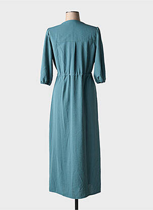 Rochie lungă țesătură crep mâneci 3/4 albastru GRACE & MILA femeie