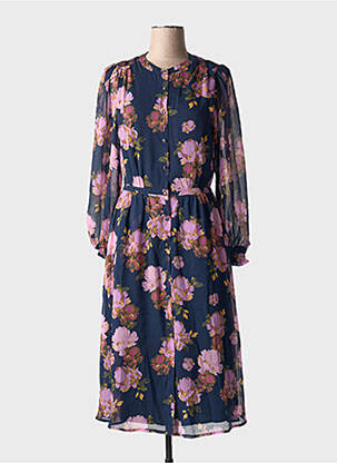 Rochie midi imprimeu floral mâneci lungi albastru LA PETITE ETOILE femeie