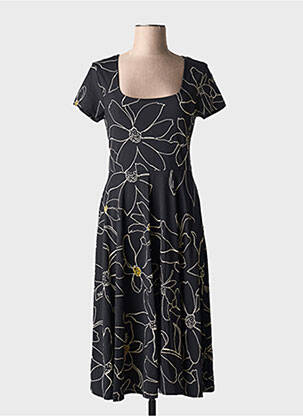 Rochie midi imprimeu floral mâneci scurte negru DESIGUAL femeie