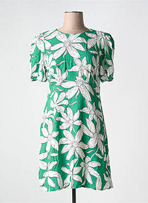 Rochie scurtă închidere cu fermoar la spate mâneci scurte verde DESIGUAL femeie