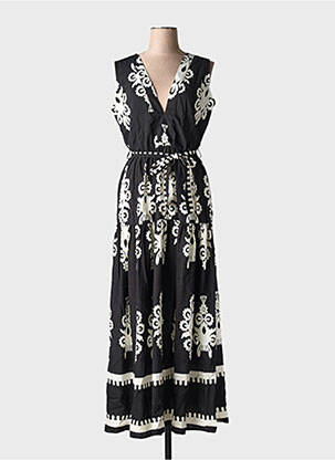 Rochie lungă imprimeu fantezie fără mâneci negru HF WOMAN COLLECTION femeie