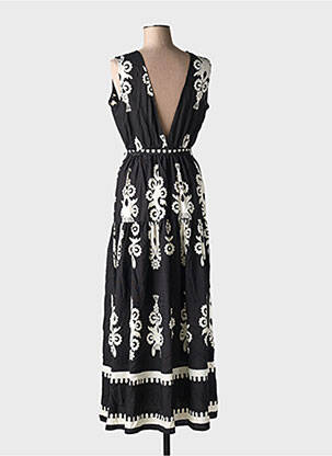 Rochie lungă imprimeu fantezie fără mâneci negru HF WOMAN COLLECTION femeie