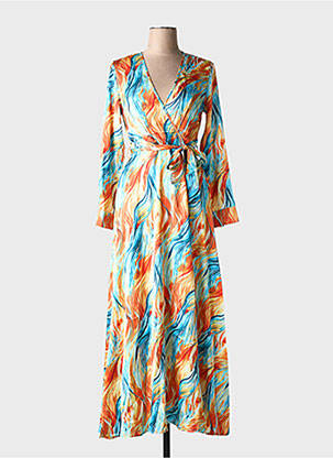 Rochie lungă mâneci lungi mâneci lungi portocaliu HF WOMAN COLLECTION femeie