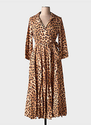 Rochie lungă mâneci 3/4 maro GARCONNE femeie