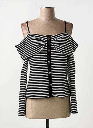 Top țesătură jersey mâneci lungi negru MORGAN femme