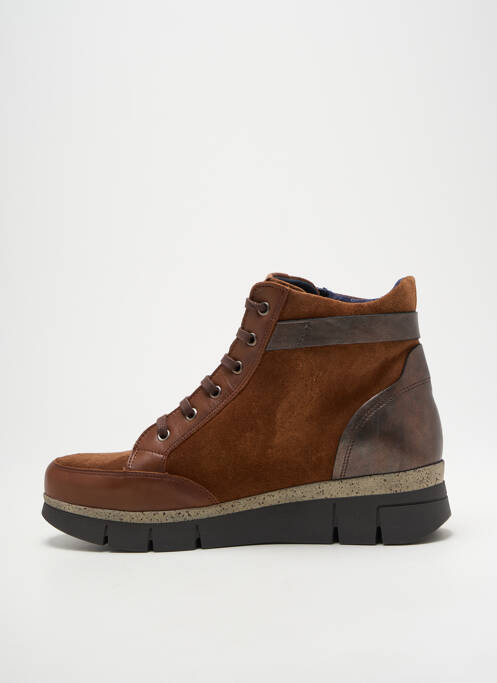 Botine/ghete închidere cu fermoar și șireturi toc de 4 la 6 cm maro FLUCHOS femme