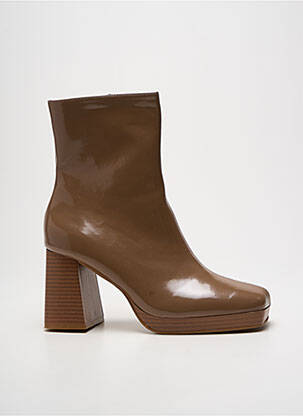 Botine/ghete material neted toc de 7 la 9 cm maro GEMO femeie