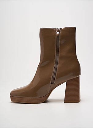 Botine/ghete material neted toc de 7 la 9 cm maro GEMO femeie