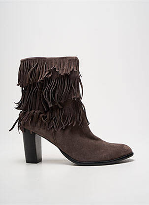 Botine/ghete nubuc toc de 7 la 9 cm maro COULEUR POURPRE femeie