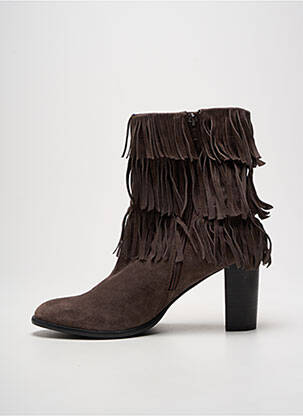 Botine/ghete nubuc toc de 7 la 9 cm maro COULEUR POURPRE femeie