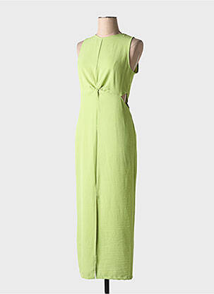 Rochie lungă țesătură crep fără mâneci verde ANDAM femeie