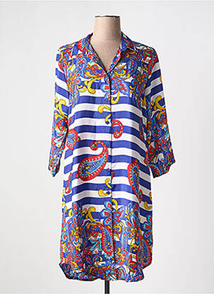 Rochie scurtă croială fluidă mâneci 3/4 albastru ANTICA SARTORIA femeie