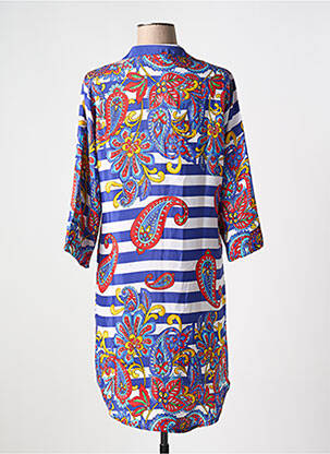 Rochie scurtă croială fluidă mâneci 3/4 albastru ANTICA SARTORIA femeie