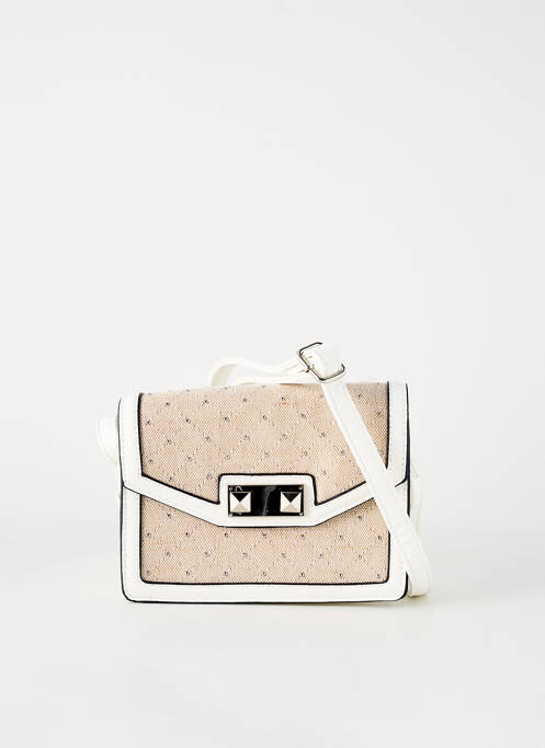 Geantă închidere cu rabat clipsat formă dreptunghiulară bej FUCHSIA femme