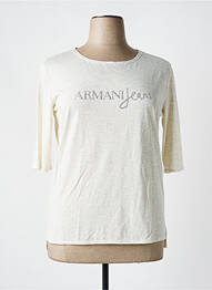 Tricou croială dreaptă mâneci scurte bej ARMANI femme