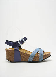 Sandale/pantofi decupați material neted toc de 4 la 6 cm albastru PLAKTON femme