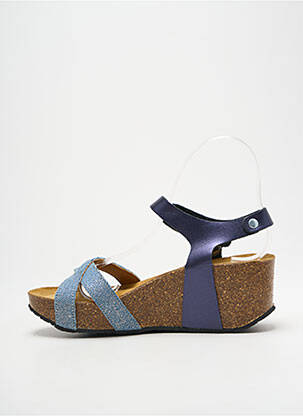 Sandale/pantofi decupați material neted toc de 4 la 6 cm albastru PLAKTON femeie