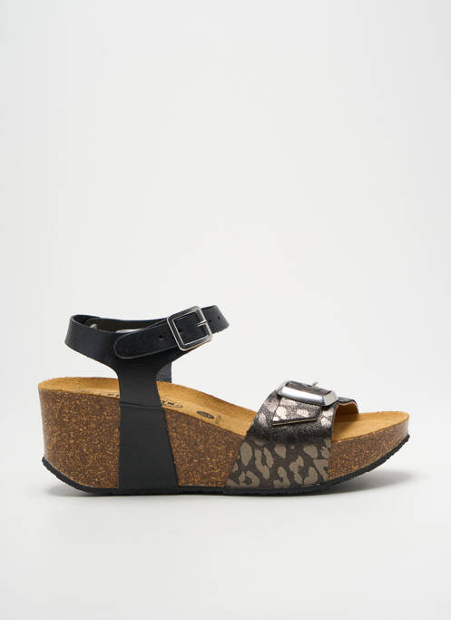 Sandale/pantofi decupați țesătură satinată toc de 4 la 6 cm negru PLAKTON femme