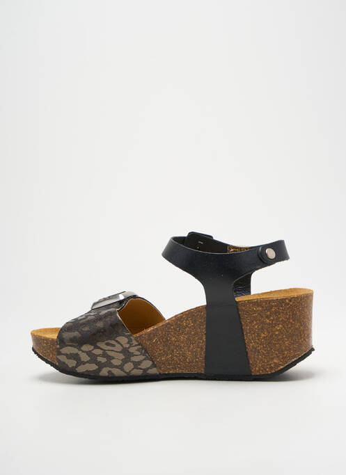 Sandale/pantofi decupați țesătură satinată toc de 4 la 6 cm negru PLAKTON femme