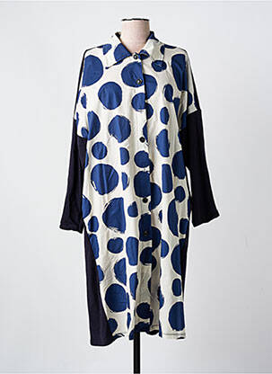Rochie midi imprimeu fantezie mâneci lungi albastru VINTAGE femeie