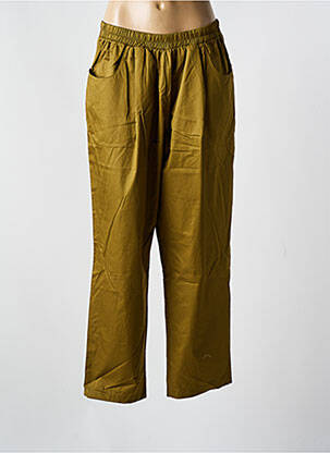Pantalon drept țesătură poplin mărime normală verde MAT. femeie