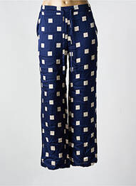 Pantalon drept talie elastică mărime normală albastru POUNOU femeie
