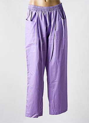 Pantalon drept țesătură poplin mărime normală violet MAT. femeie