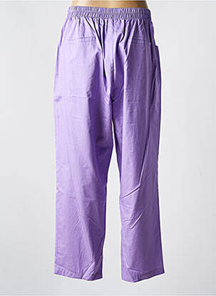 Pantalon drept țesătură poplin mărime normală violet MAT. femeie